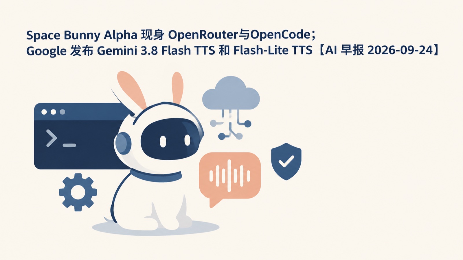 Space Bunny Alpha 现身 OpenRouter与OpenCode；Google 发布 Gemini 3.8 Flash TTS 和 Flash-Lite TTS【AI 早报 2026-09-24】-小绵羊的小窝
