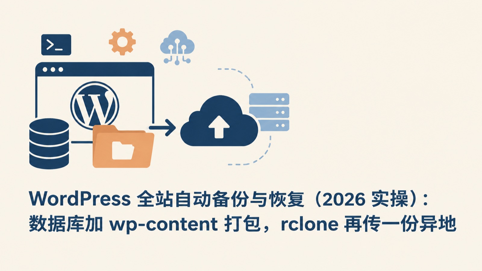 WordPress 全站自动备份与恢复（2026 实操）：数据库加 wp-content 打包，rclone 再传一份异地-小绵羊的小窝