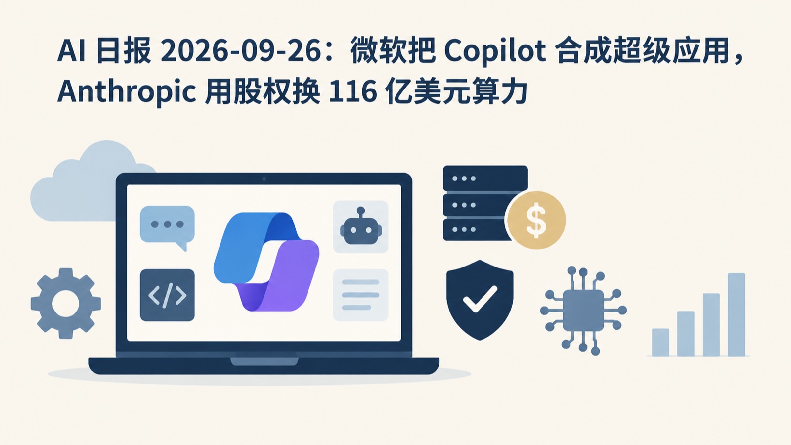 AI 日报 2026-09-26：微软把 Copilot 合成超级应用，Anthropic 用股权换 116 亿美元算力-小绵羊的小窝