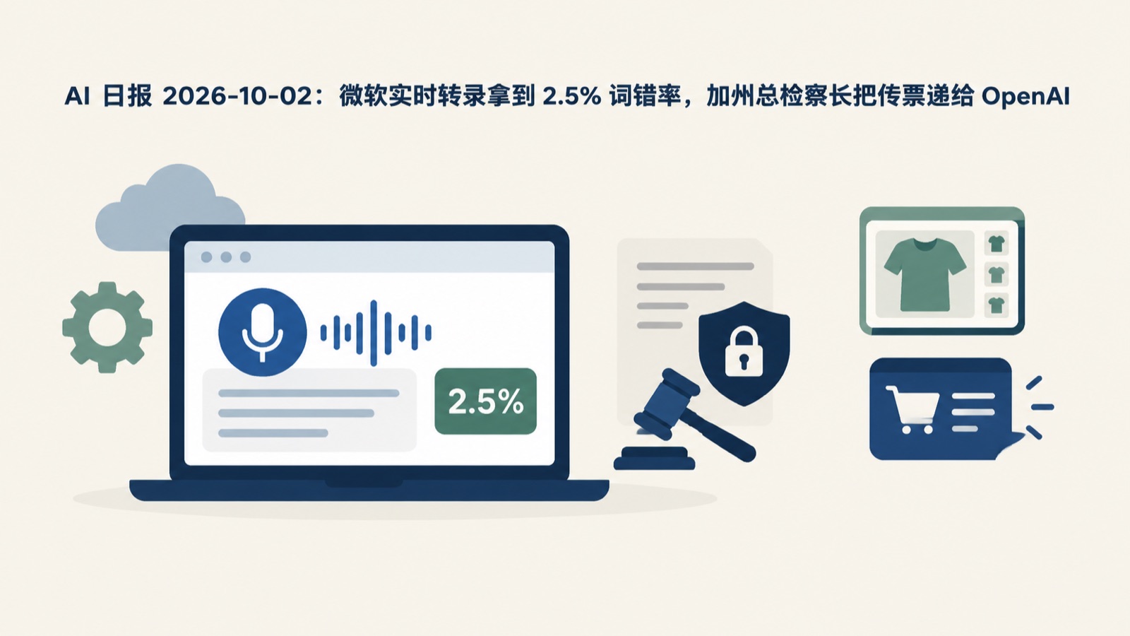 AI 日报 2026-10-02：微软实时转录拿到 2.5% 词错率，加州总检察长把传票递给 OpenAI-小绵羊的小窝